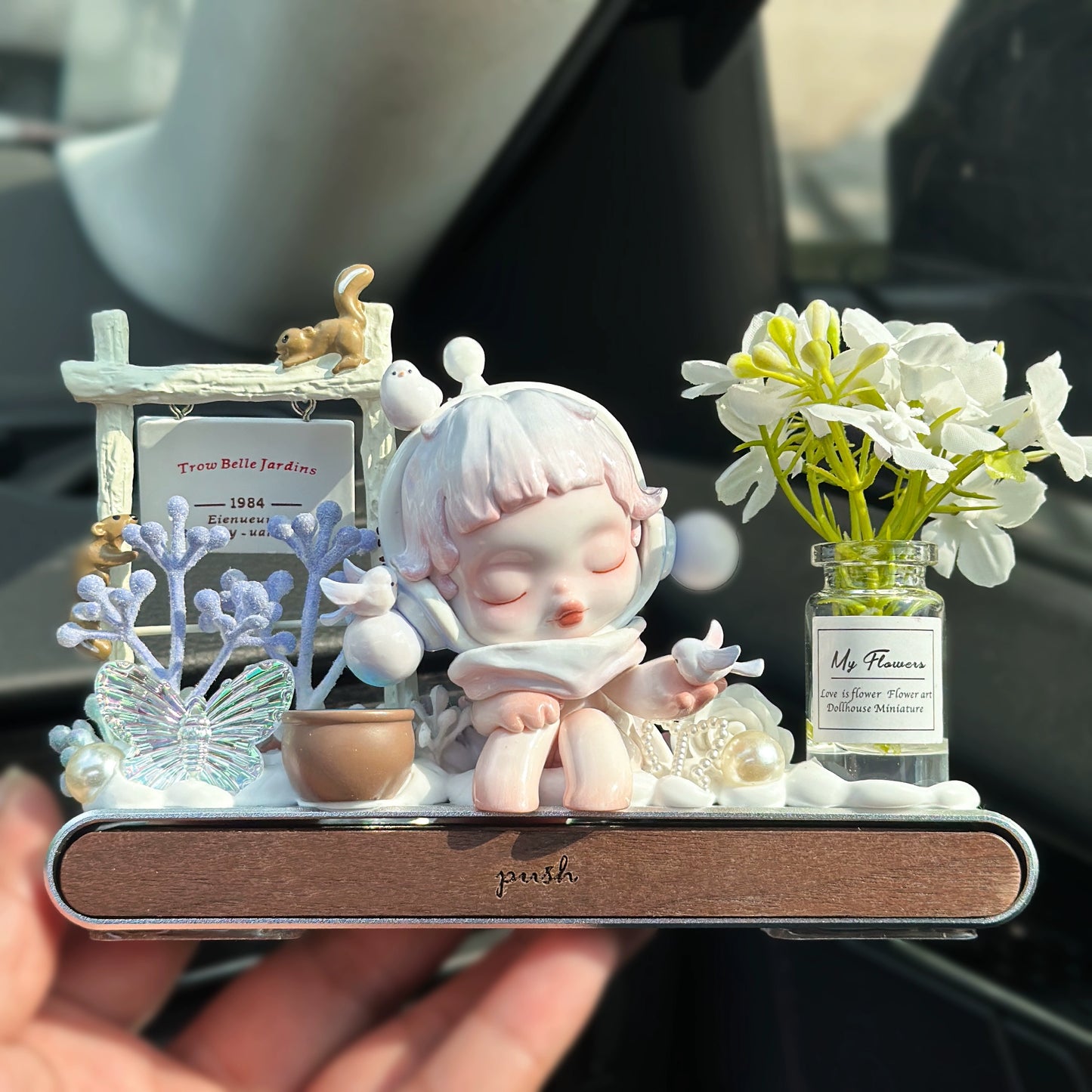 Girl Figurine with Flower Dashboard Ornament