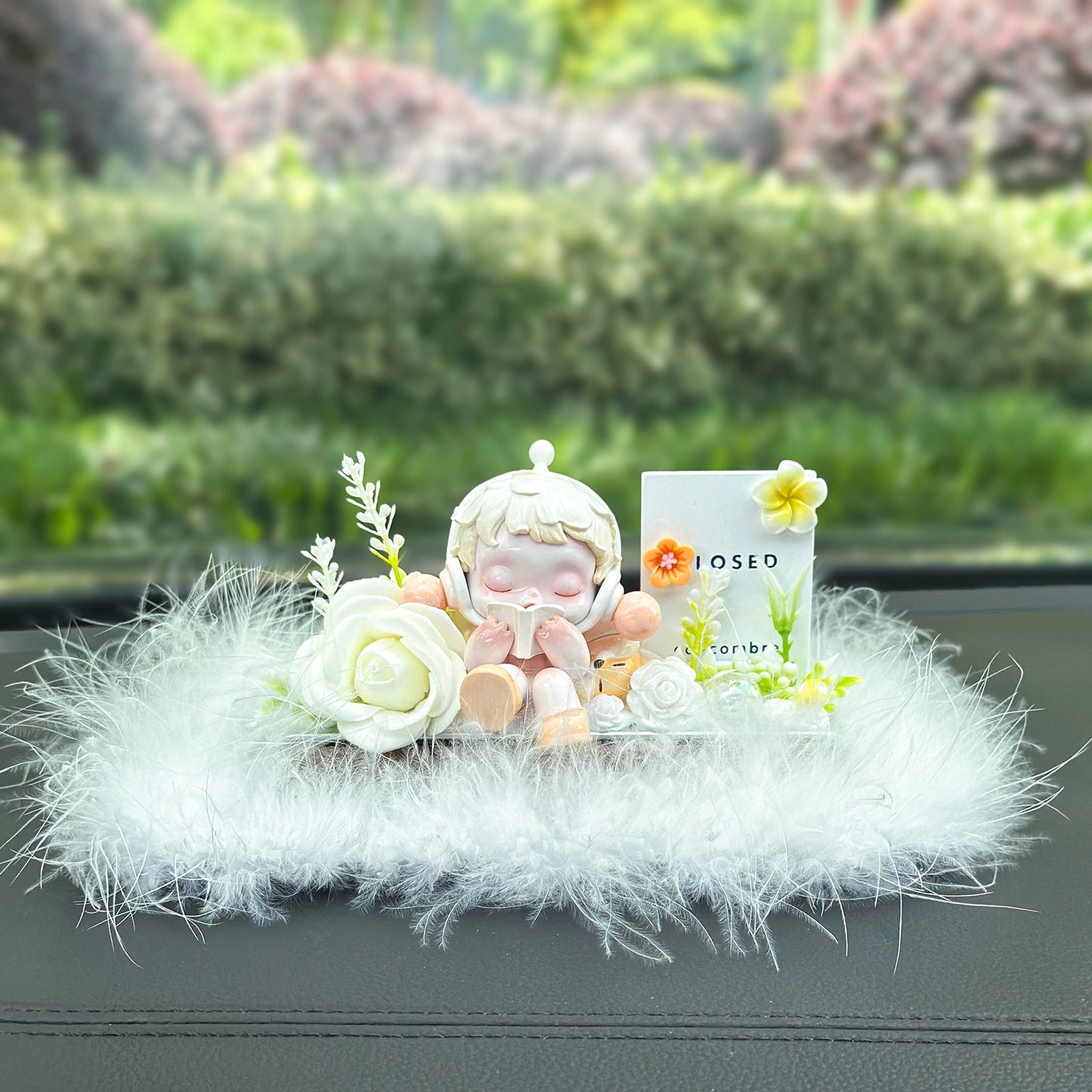 Girl Figurine with Flower Dashboard Ornament