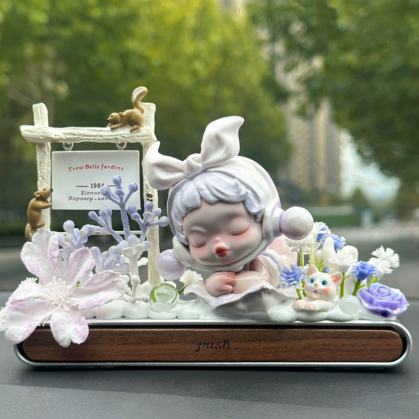 Girl Figurine with Flower Dashboard Ornament