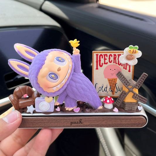 pop mart inspired blue bunny collectible decor