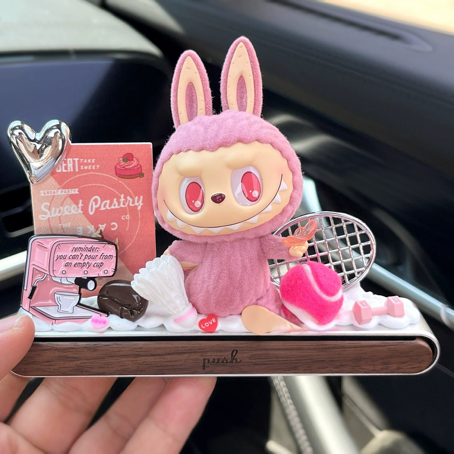 pop mart inspired blue bunny collectible decor