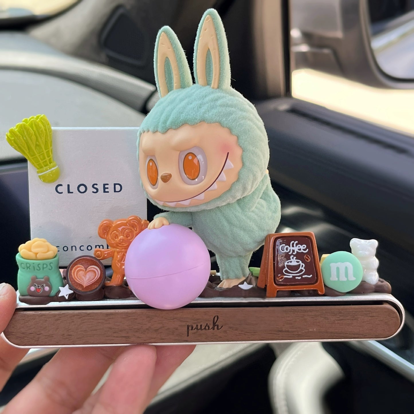 pop mart inspired blue bunny collectible decor