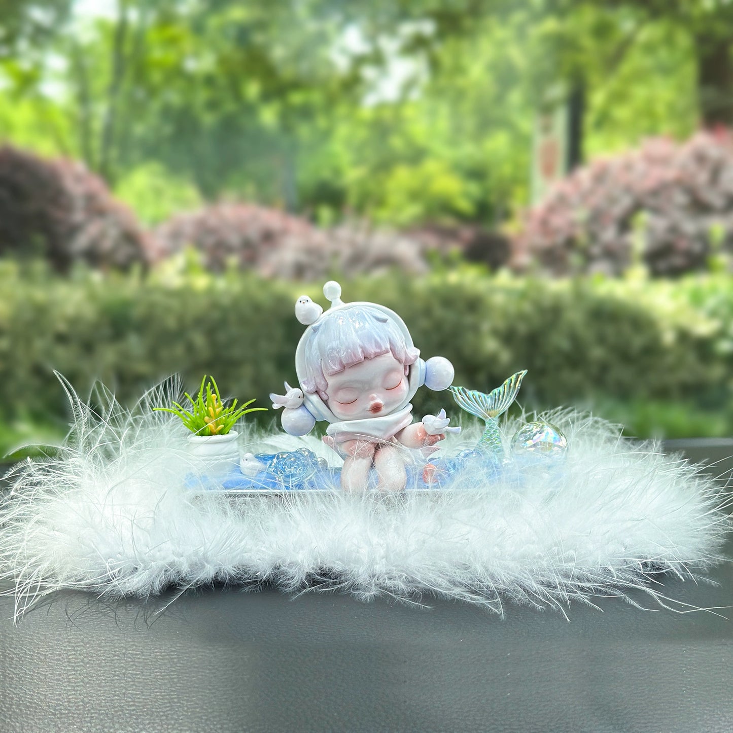 Girl Figurine with Flower Dashboard Ornament