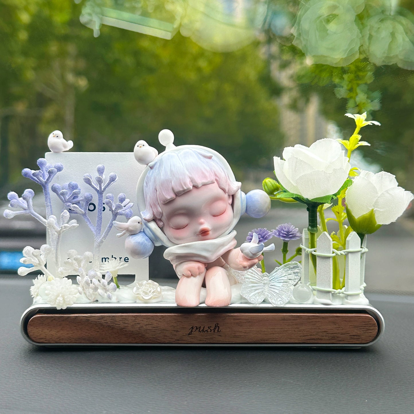 Girl Figurine with Flower Dashboard Ornament