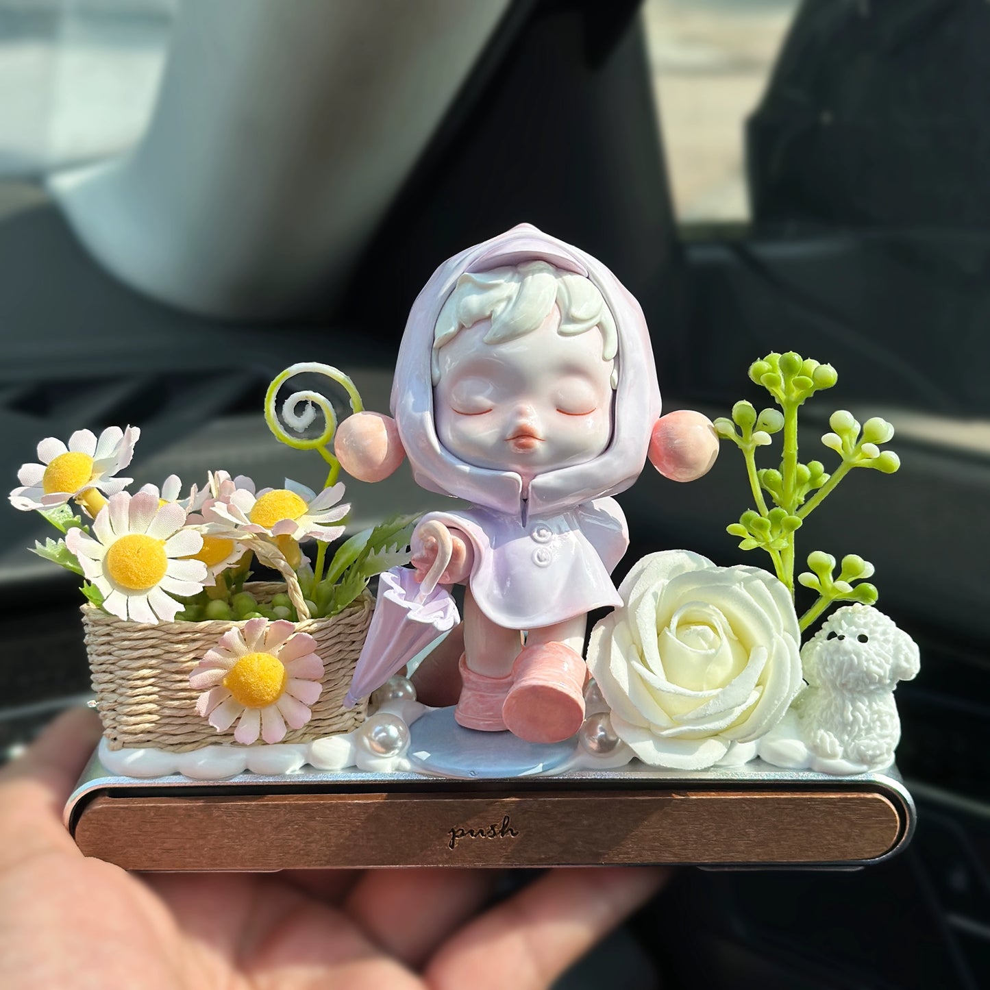 Girl Figurine with Flower Dashboard Ornament