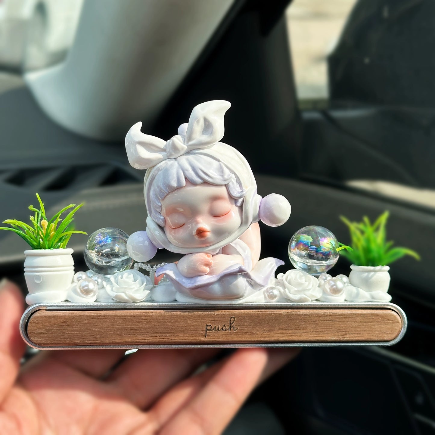 Girl Figurine with Flower Dashboard Ornament