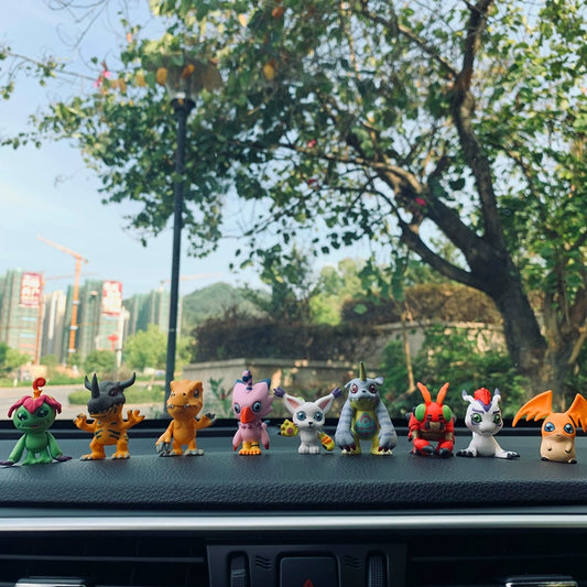 8PCS Digimon Dashboard Figures – Mini Digital Monsters on Car Dashboard Display