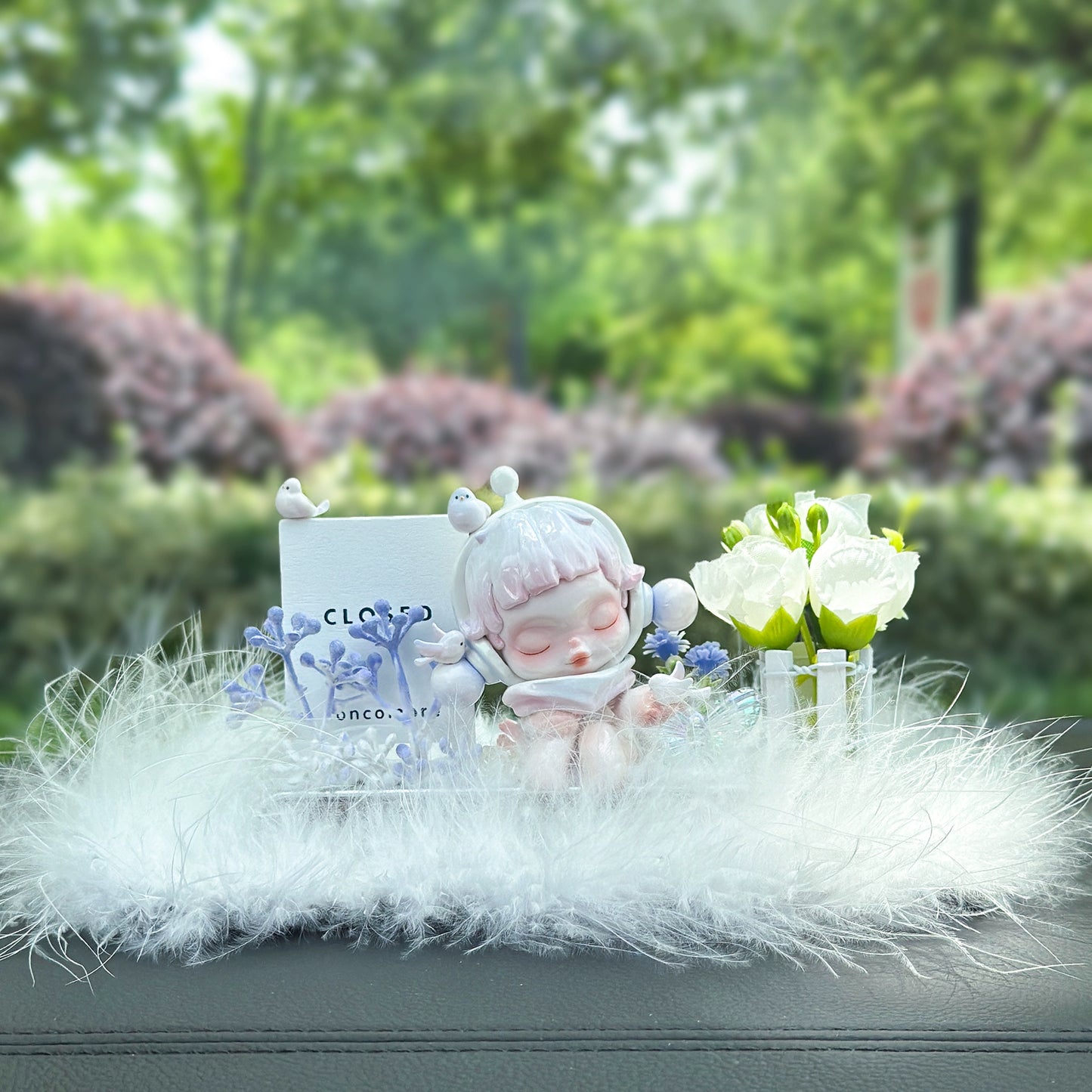 Girl Figurine with Flower Dashboard Ornament