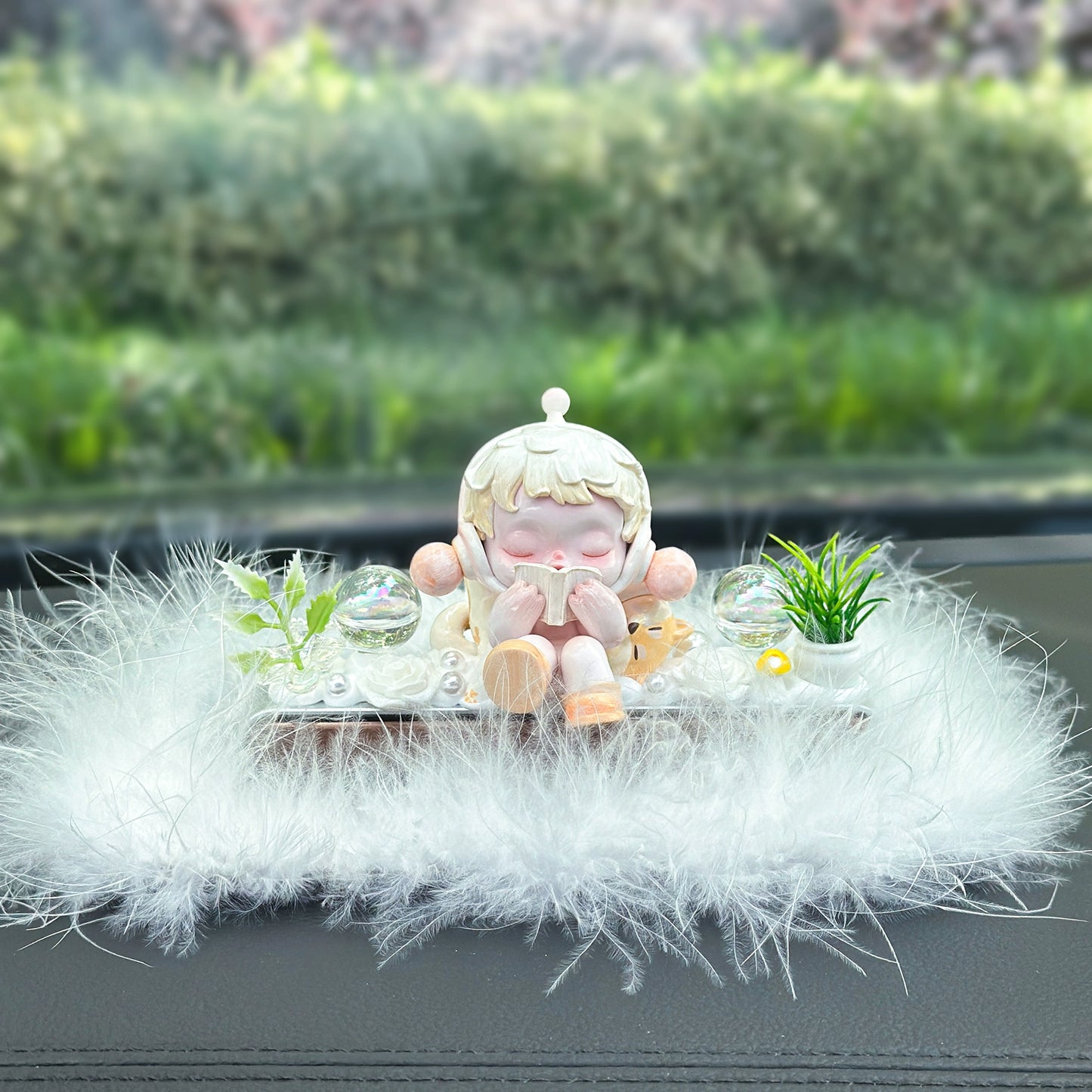 Girl Figurine with Flower Dashboard Ornament