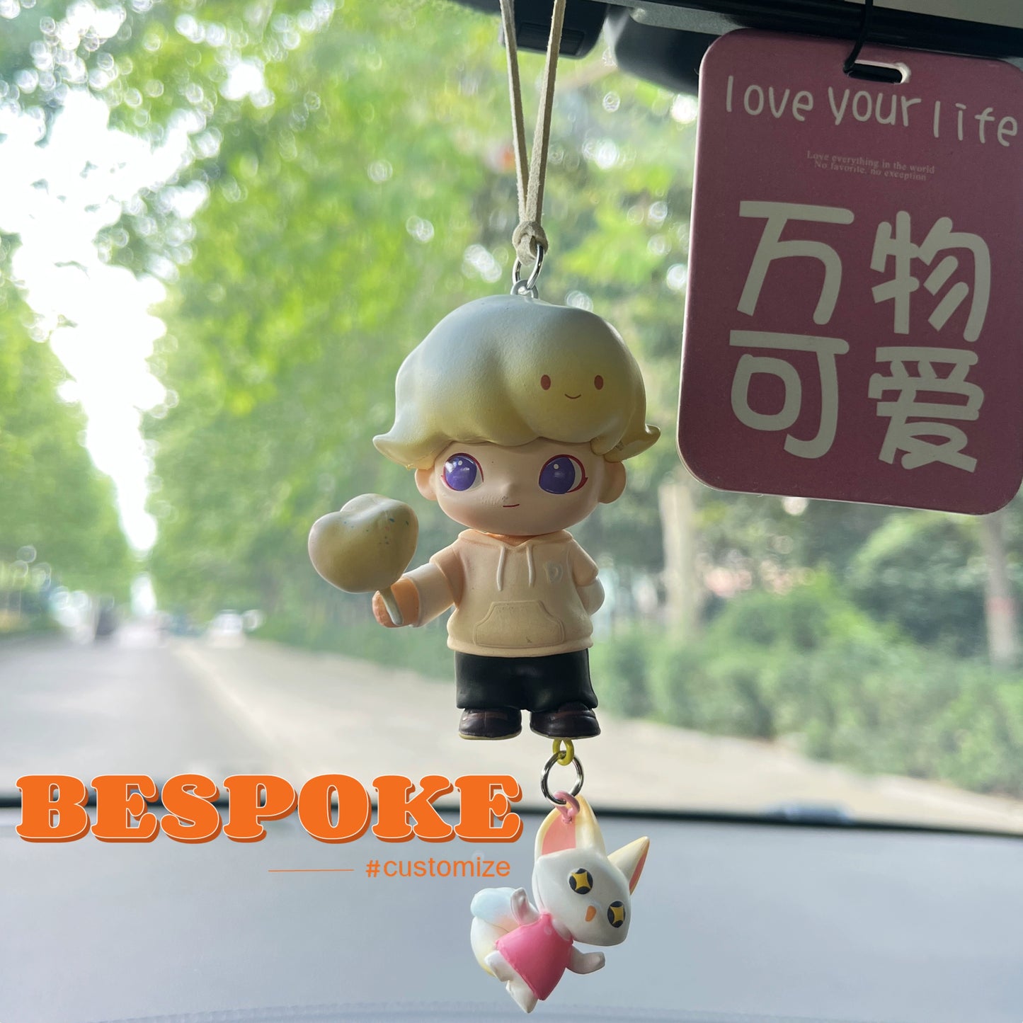 Dimoo-Inspired Car Mirror Hanging Ornament