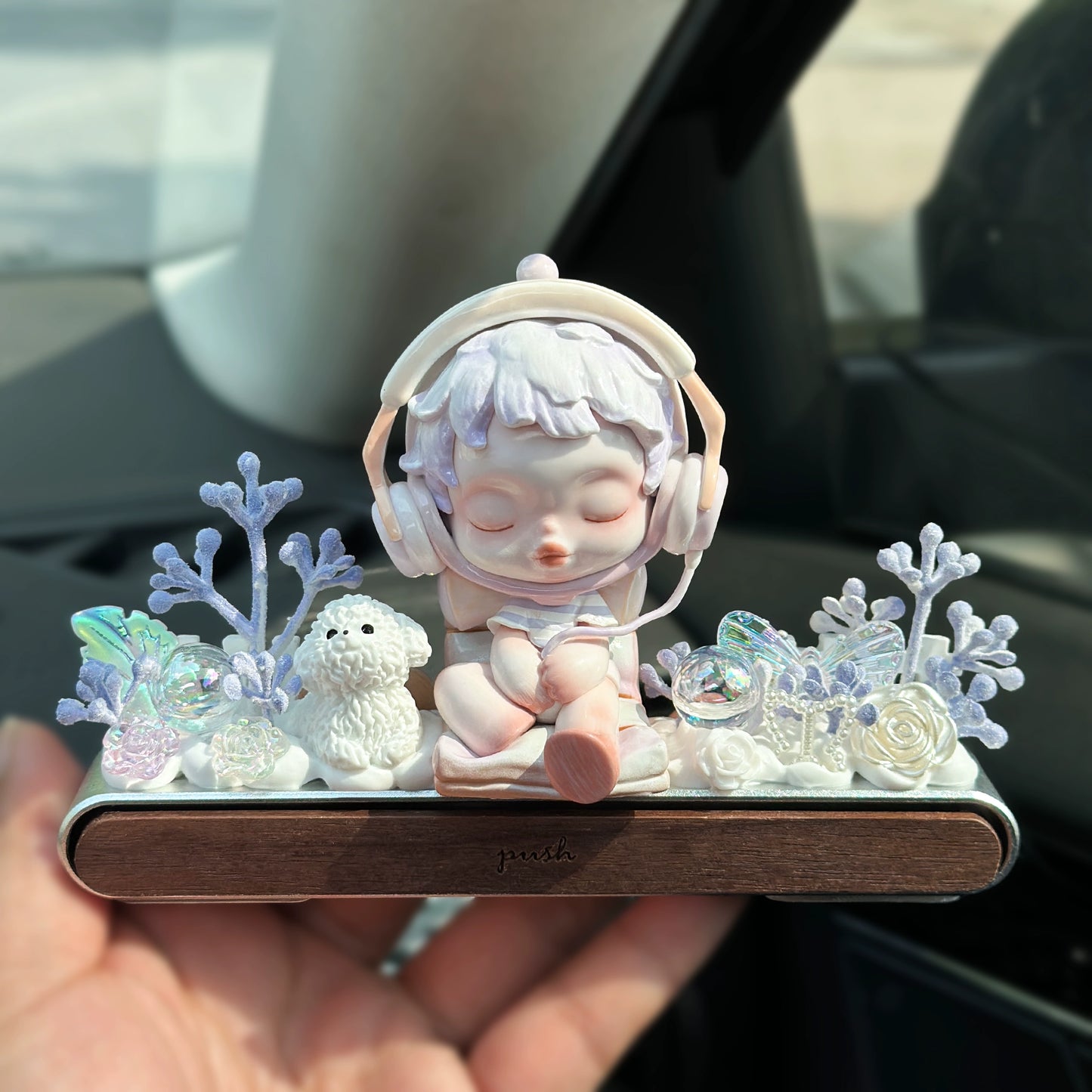Girl Figurine with Flower Dashboard Ornament