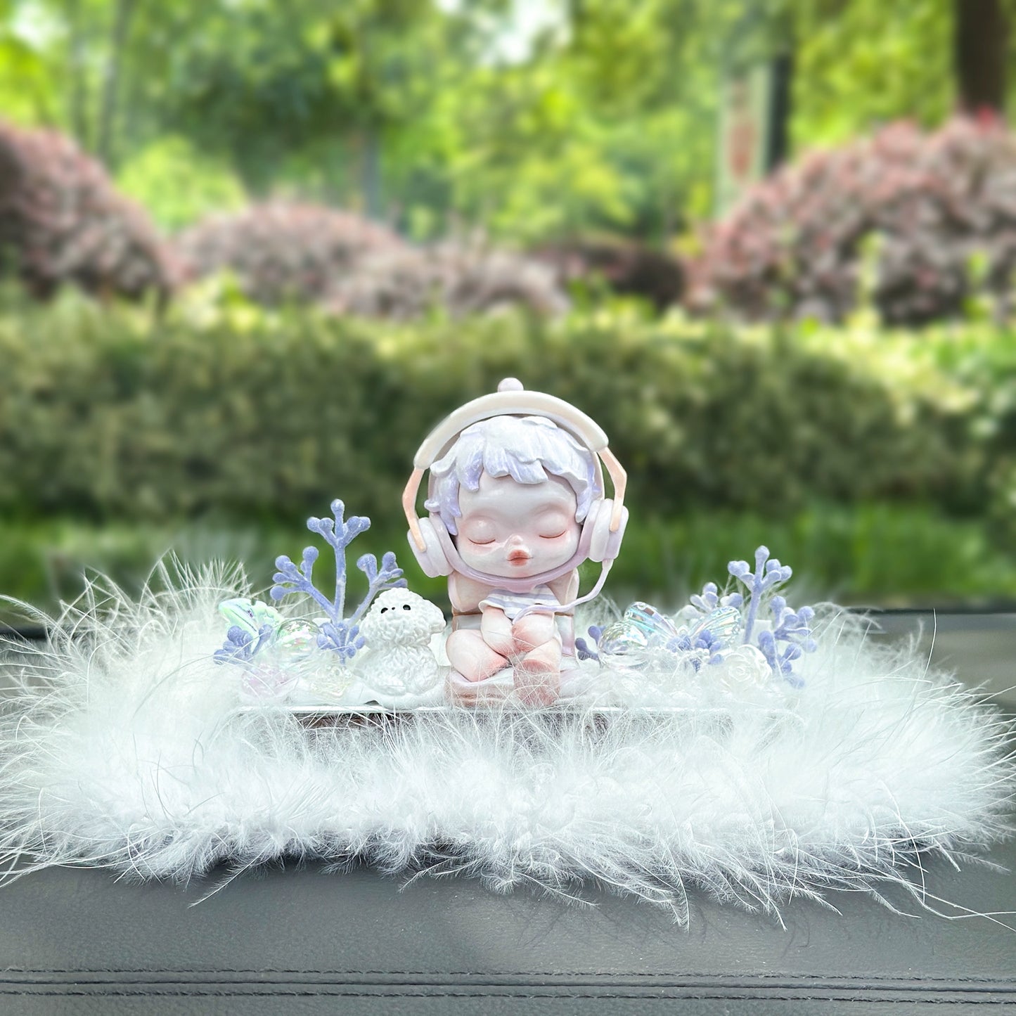 Girl Figurine with Flower Dashboard Ornament