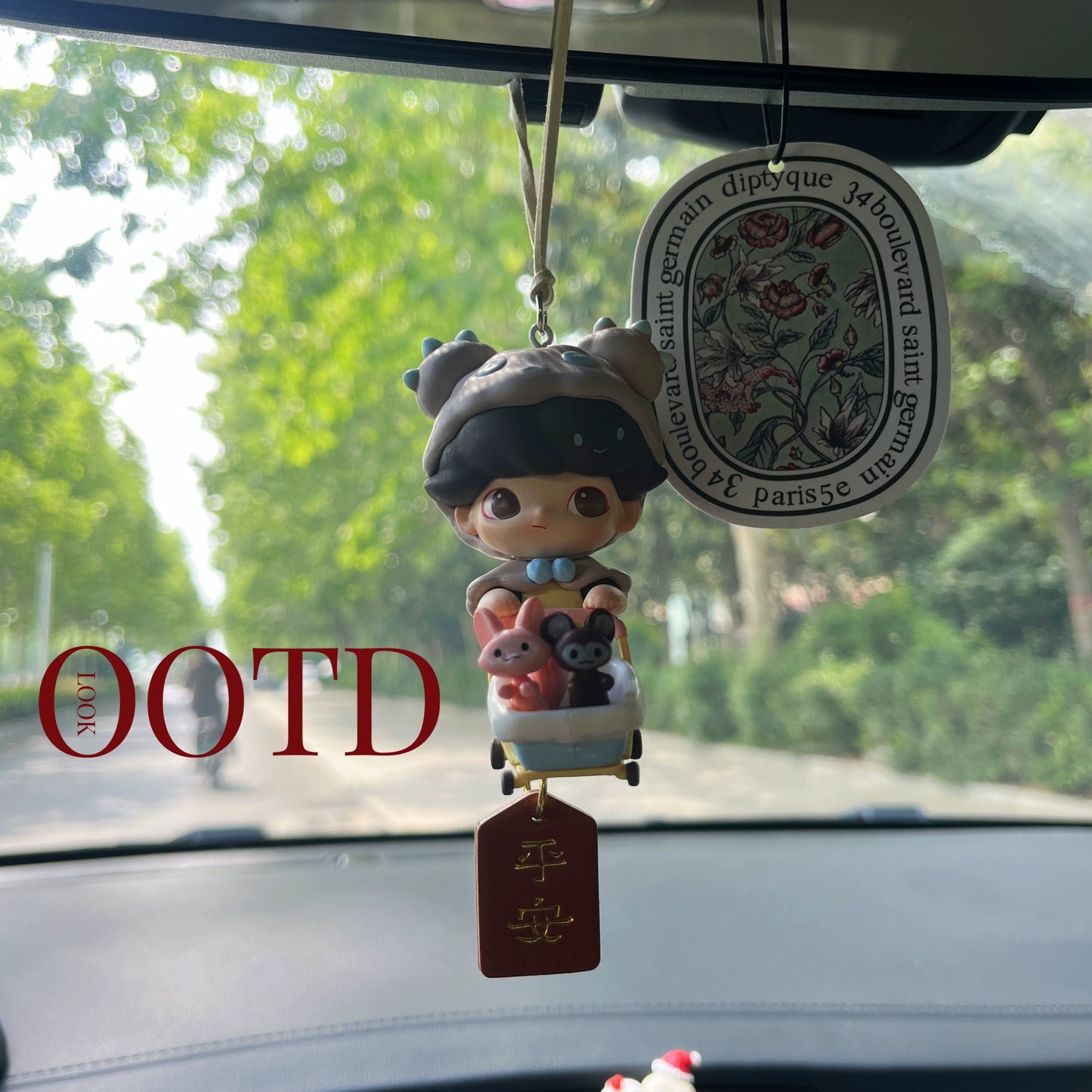 Dimoo-Inspired Car Mirror Hanging Ornament