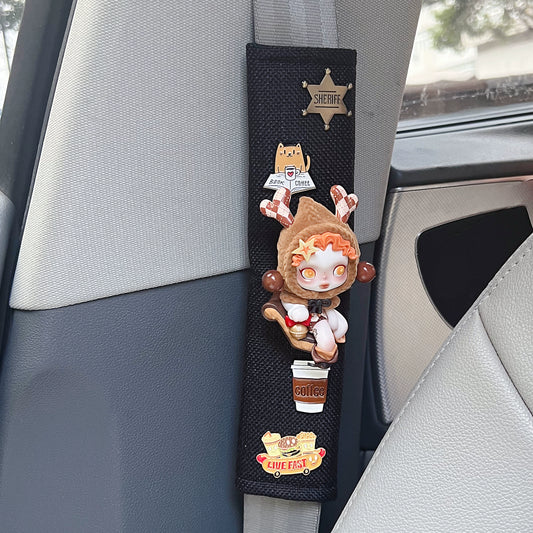 Snack Babe Fries & Pizza Girl Seat Belt Cover