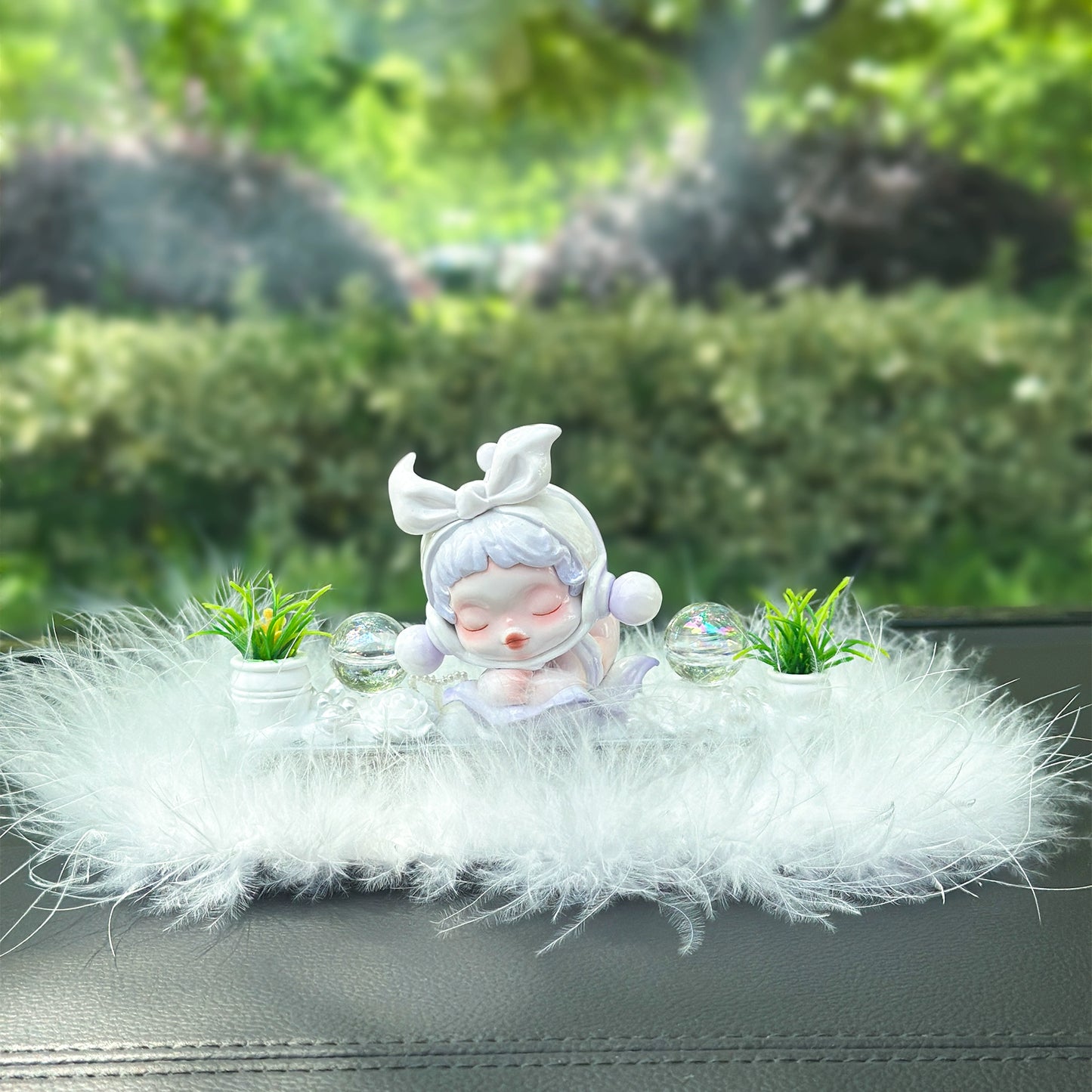 Girl Figurine with Flower Dashboard Ornament