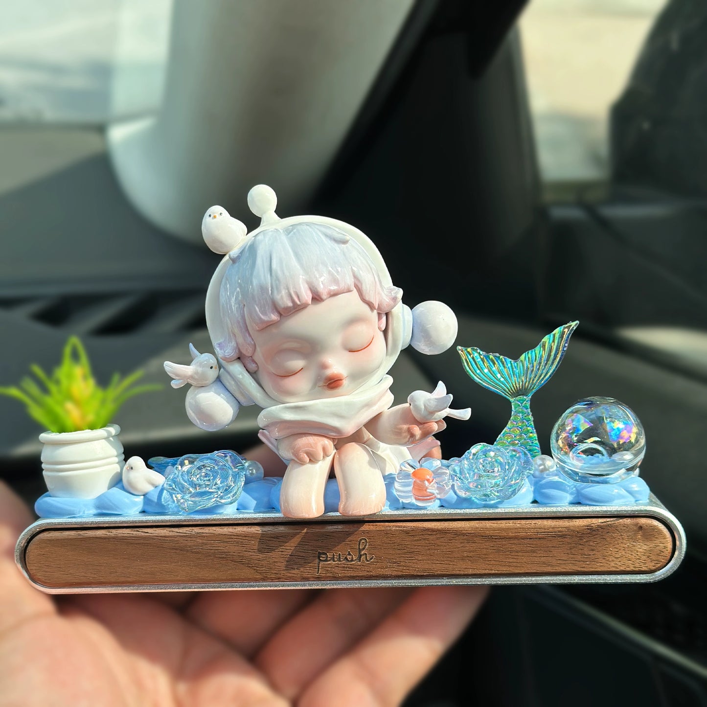 Girl Figurine with Flower Dashboard Ornament