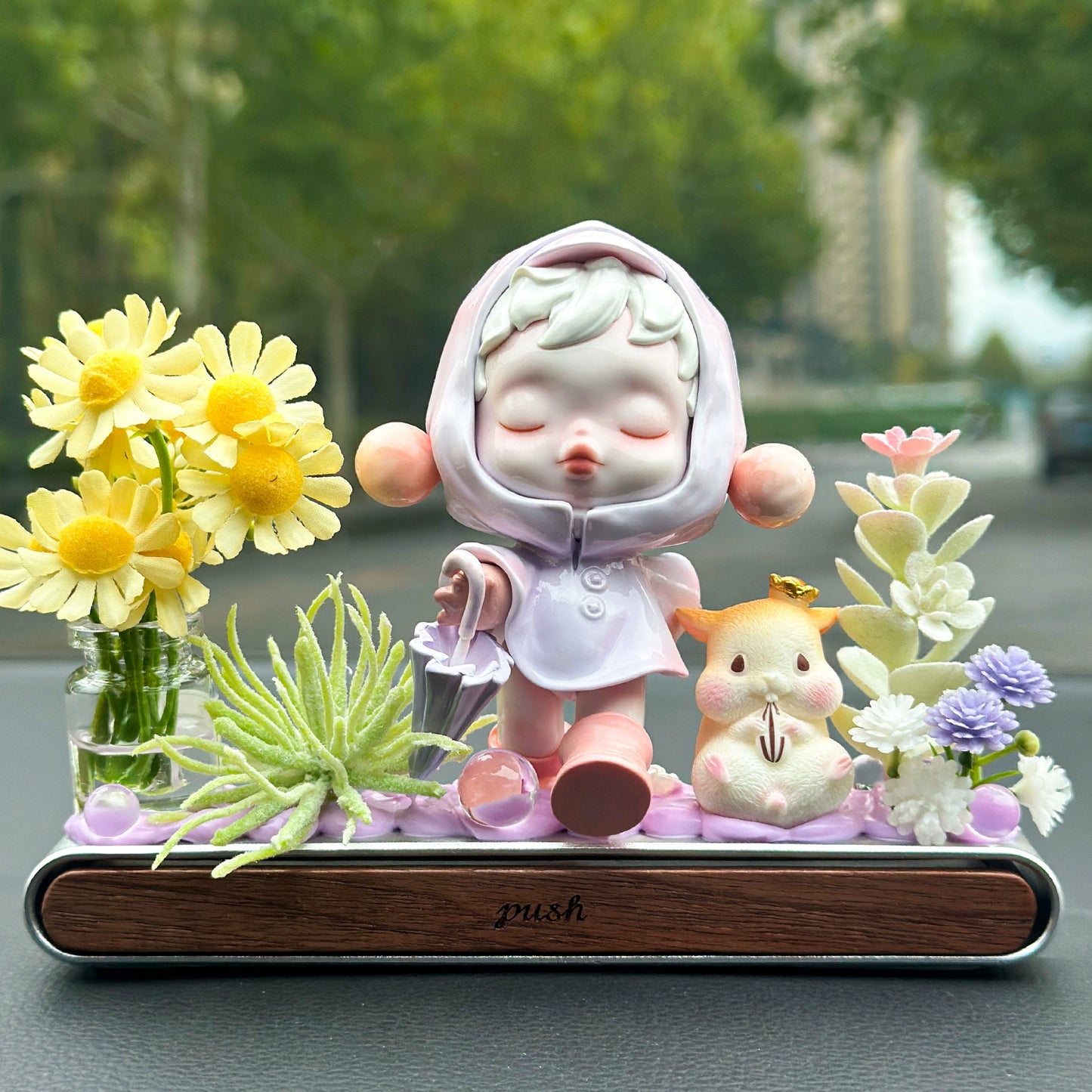 Girl Figurine with Flower Dashboard Ornament
