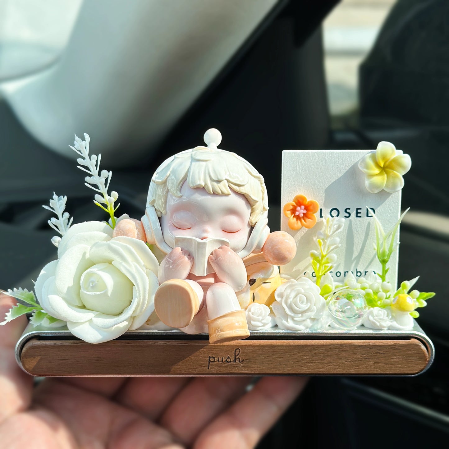 Girl Figurine with Flower Dashboard Ornament