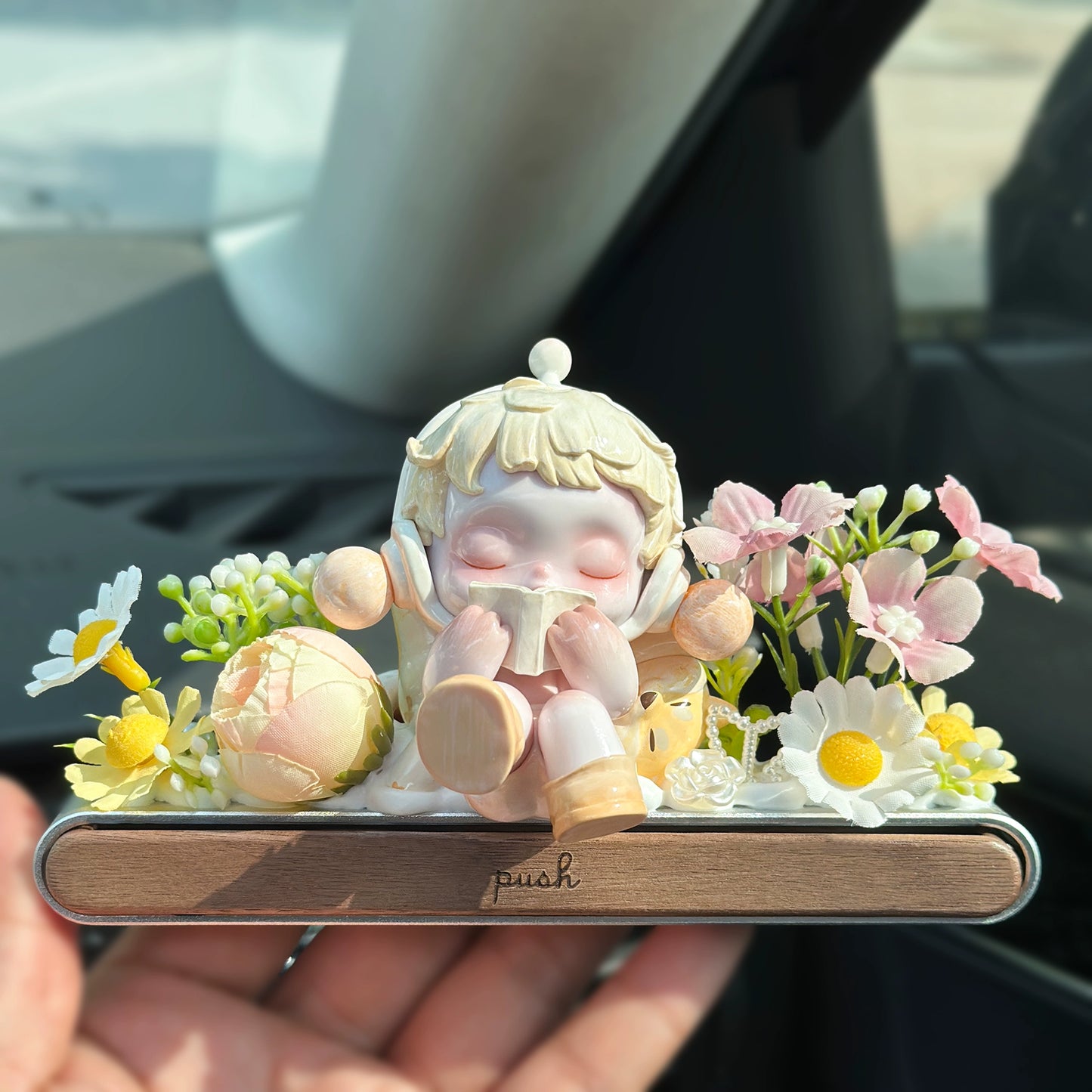 Girl Figurine with Flower Dashboard Ornament