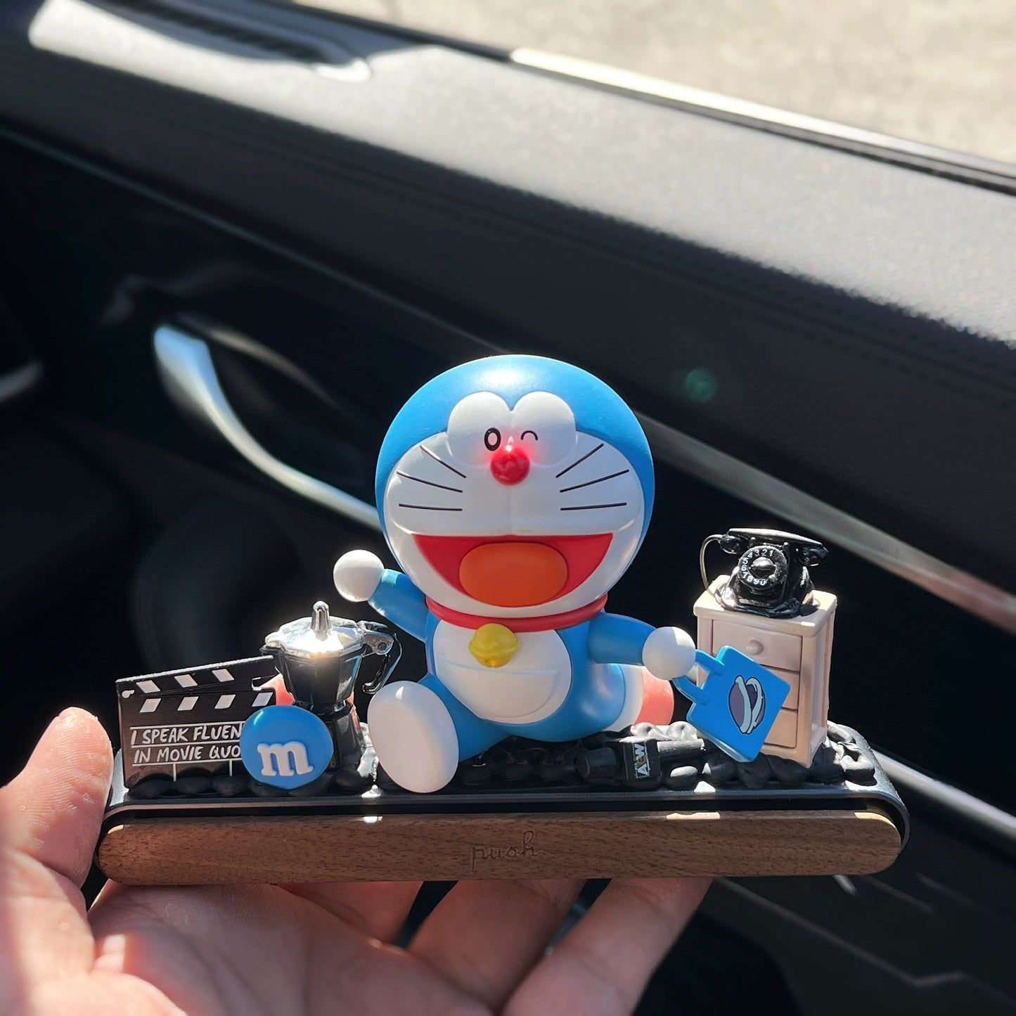 Doraemon car ornament dashboard decoration with temporary parking number plate
