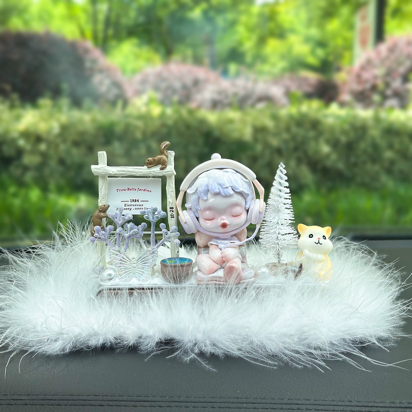 Girl Figurine with Flower Dashboard Ornament