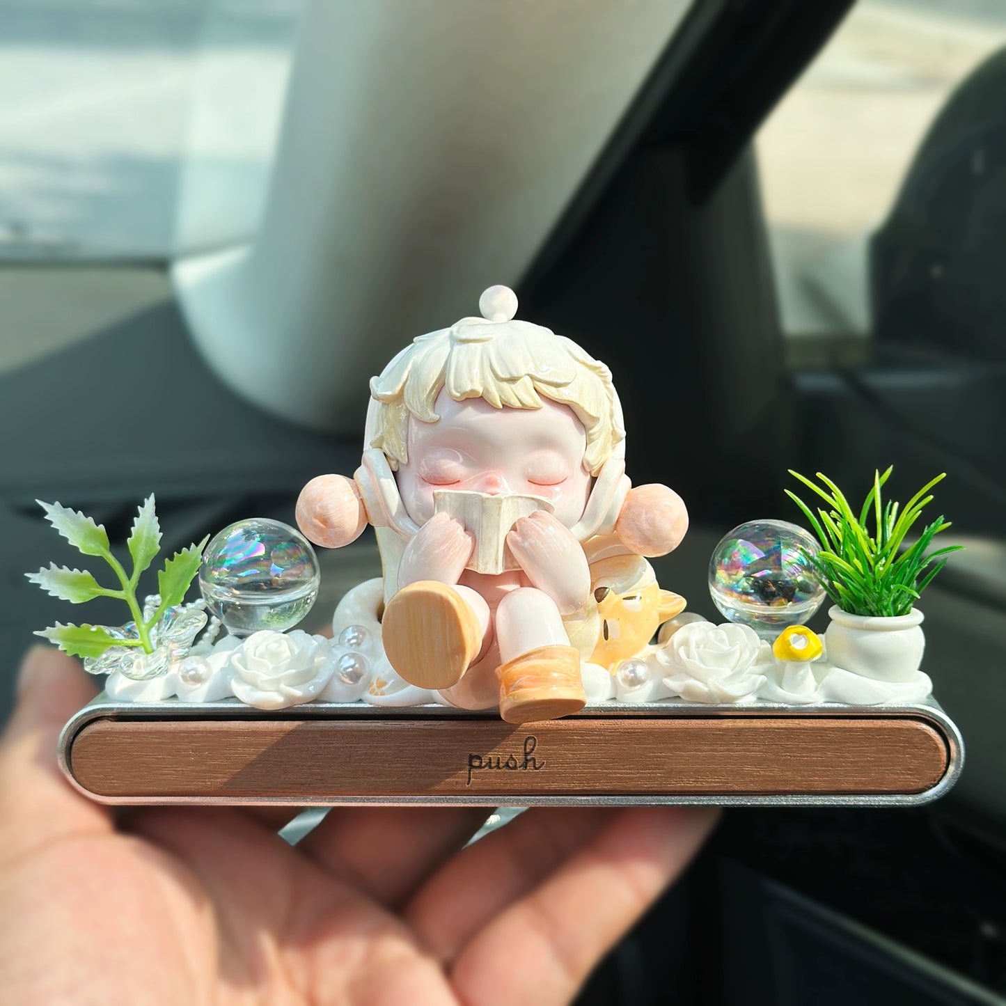 Girl Figurine with Flower Dashboard Ornament