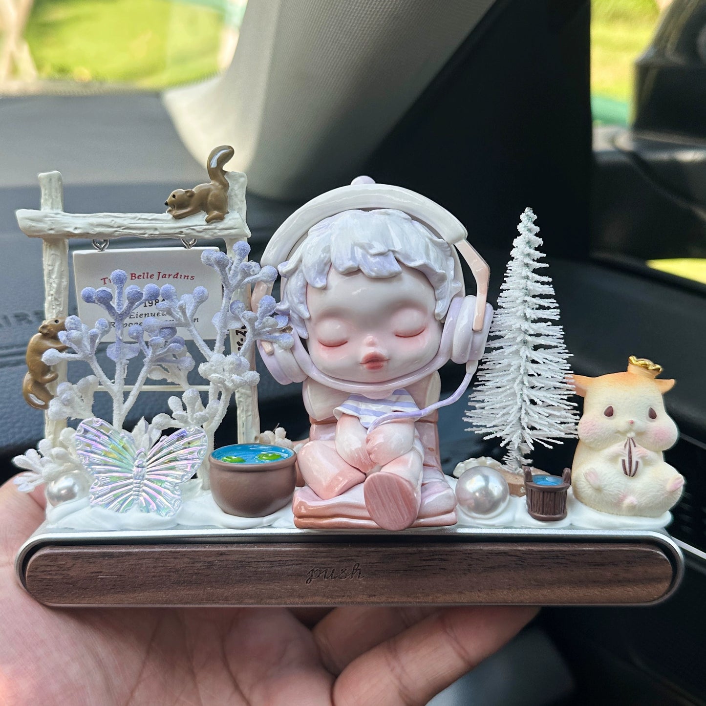 Girl Figurine with Flower Dashboard Ornament