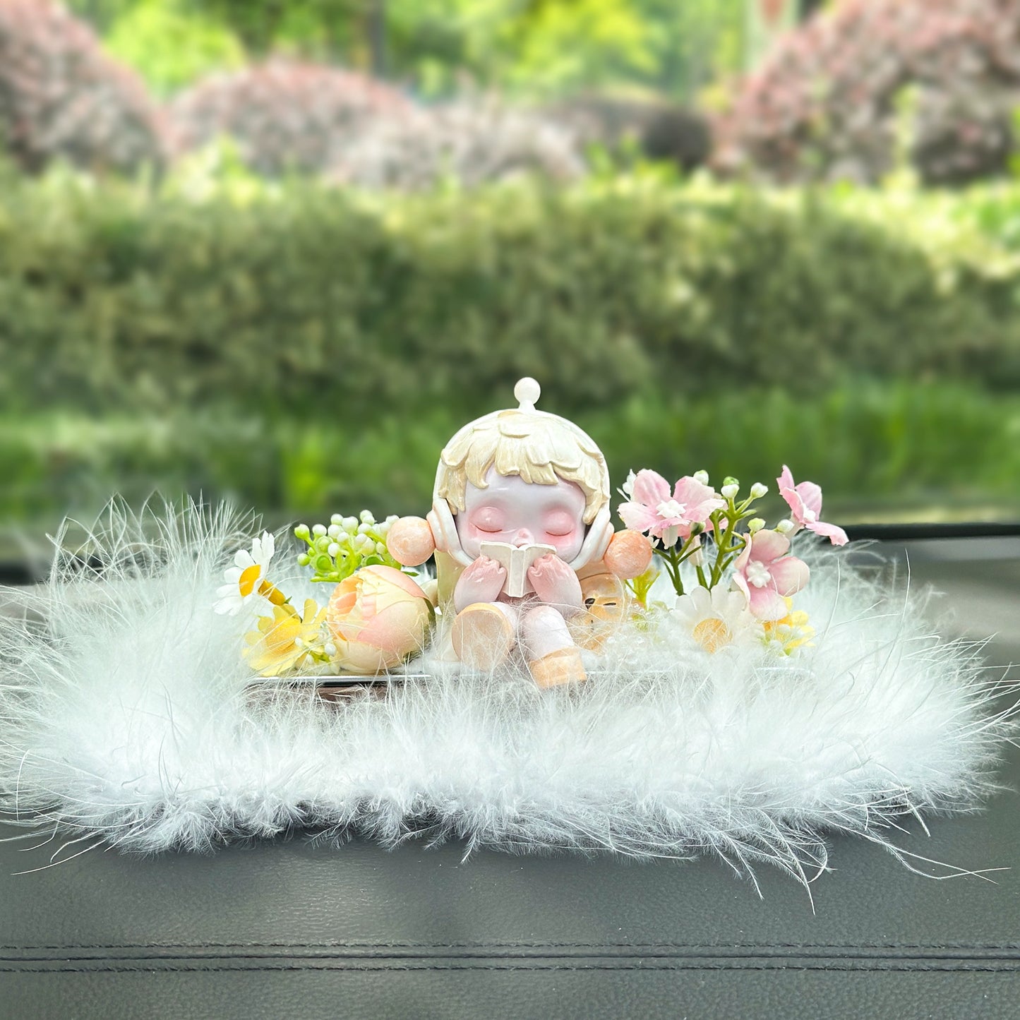Girl Figurine with Flower Dashboard Ornament