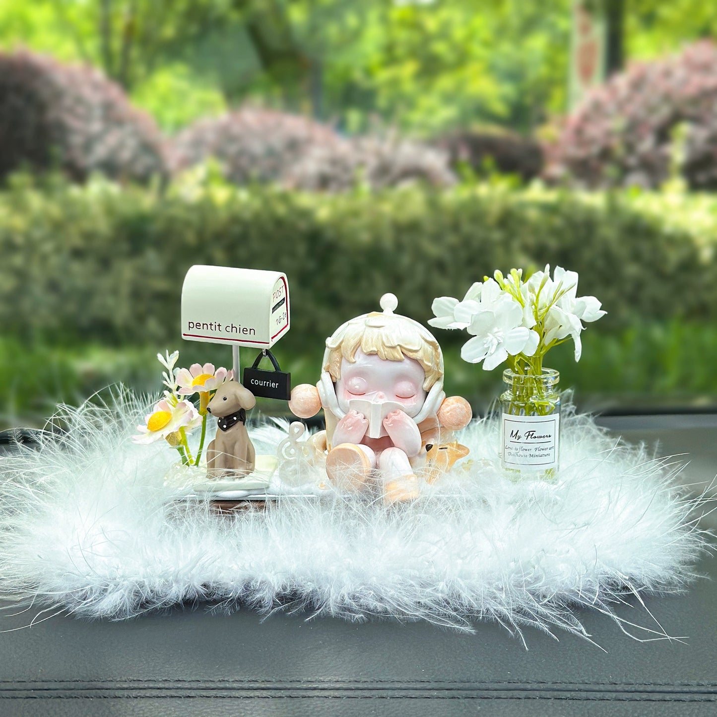 Girl Figurine with Flower Dashboard Ornament