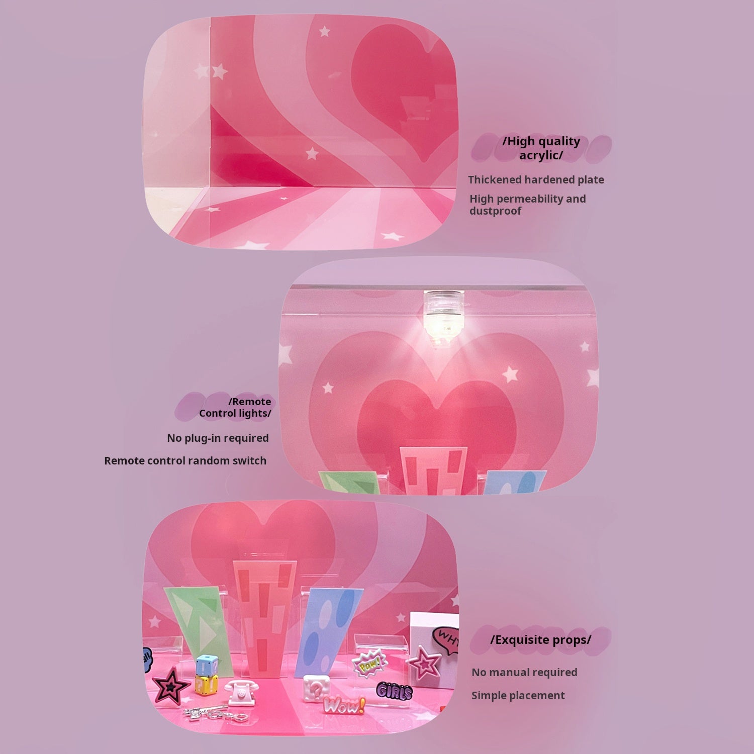 Bubble Mart Crying Baby CRYBABY× Powerpuff Girls Series Figure Blind Box Scene Display Box Storage Cabinet